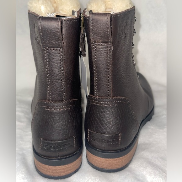 Sorel Emelie Geniune Shearling Short Lace up boots color blackned brown - Picture 7 of 13